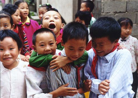 Young children in a rural Chinese village.