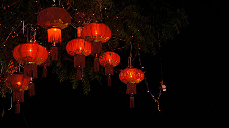 Lanterns at night, Chinese lanterns