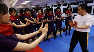 Hong Kong Air Hostesses Study Wing Chun; to Calm Down Angry Passengers?