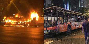 Hangzhou Bus Catches Fire, 9 Injured 