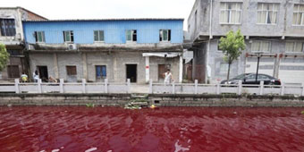 River in Wenzhou Turns Mysteriously Blood Red 